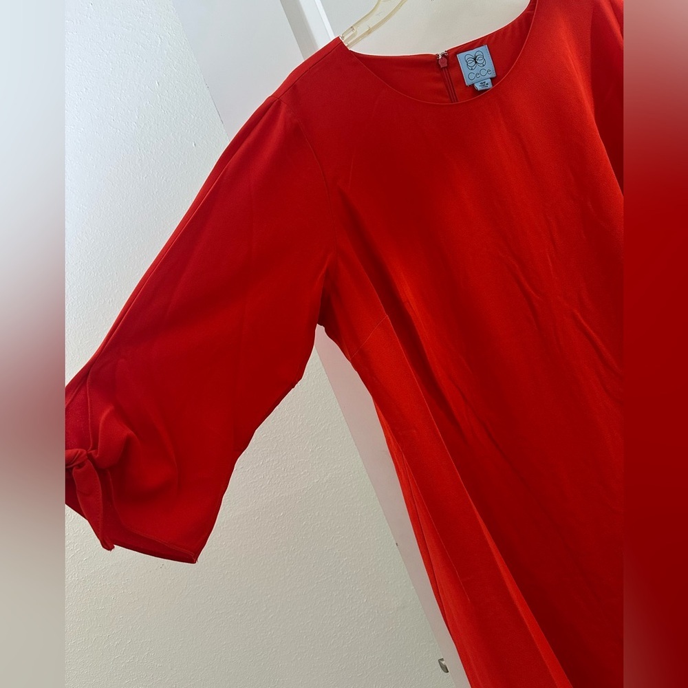 NEW CeCe Vibrant Red Long Sleeve Baggy Dress Size 16W NWT - Picture 5 of 8
